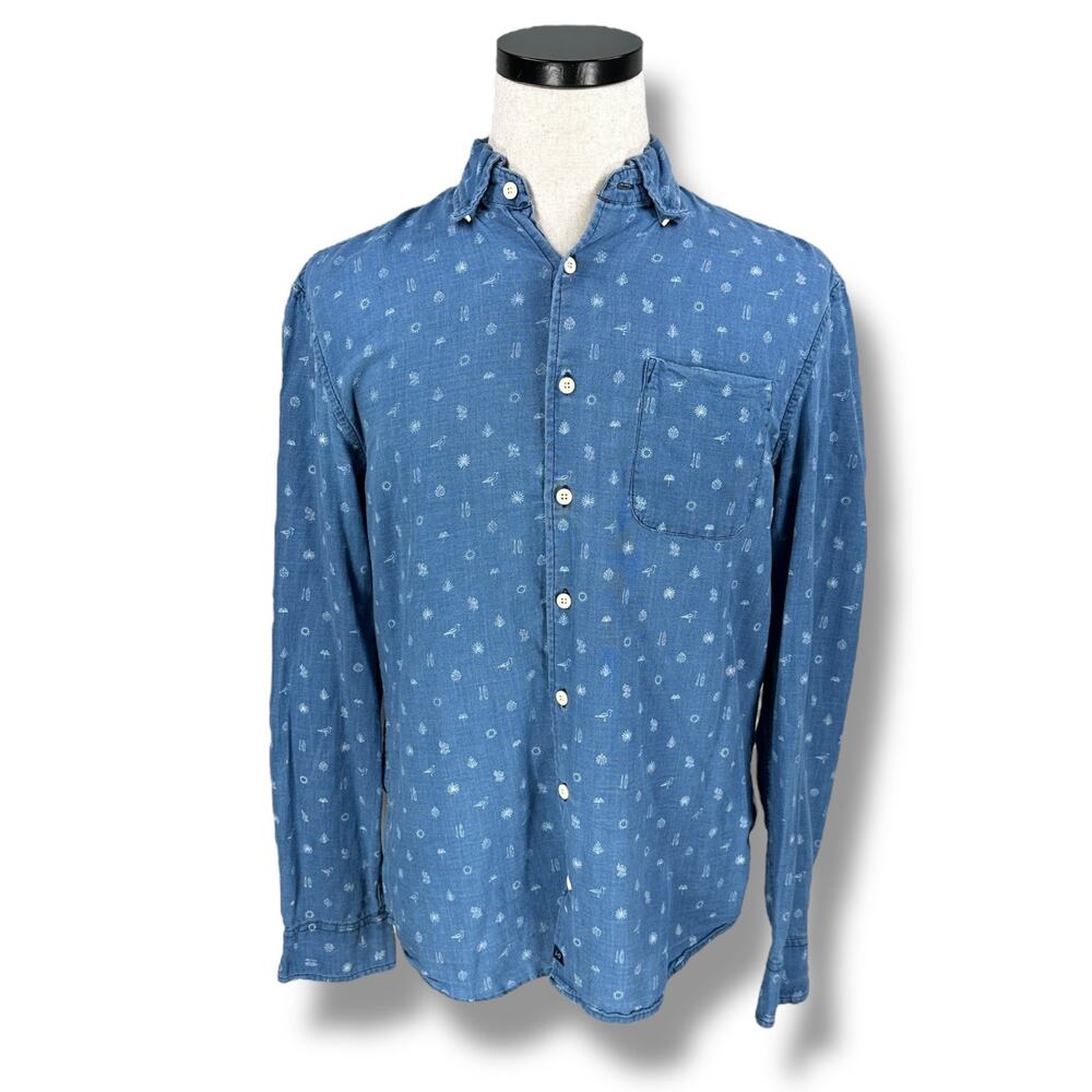 Johnnie-O Hangin Out Shirt Men’s Medium Indigo Blue Darcy Beach Button Down